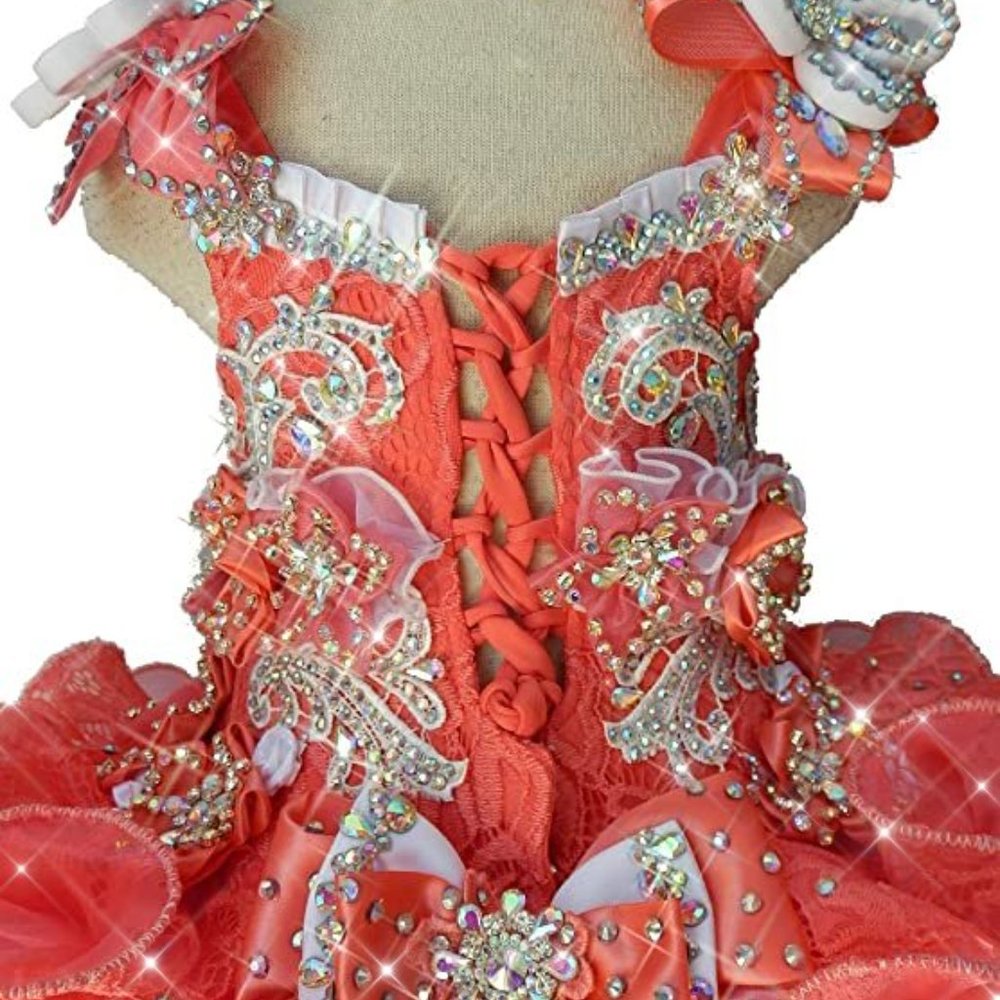 NEW Beautiful Sparkling Bling Rhinestone Baby Blue Flower Girl Pageant D… - Picture 12 of 16